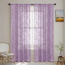 Lace trim drapery rod window