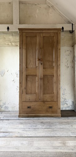 Antique solid pine wardrobe - solid,