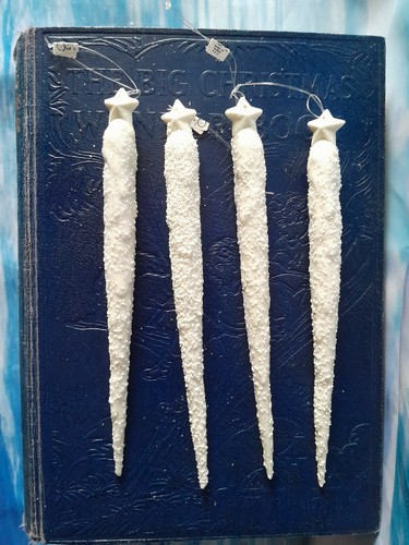 Vintage white bisque icicles - bisque,
