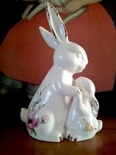 Extra Large Floral Print Ceramic Rabbit Easter Bunny Decoration Ornament