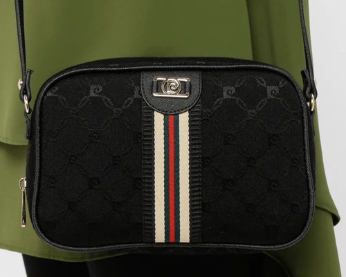 Elegant black crossbody - black,
