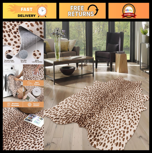 Leopard print faux cowhide rug - leopard,