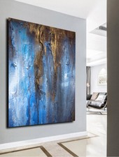 Modern art paintings original Acrylic abstract Large acrylic textured Art Blue