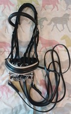 English Leather Cob Size Double Bridle. Complete Black. In Excellent Condition.
