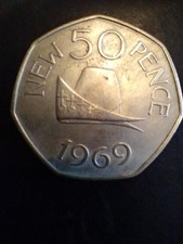 1969 Guernsey 50p Coin Almost Uncirculated Fifty Pence