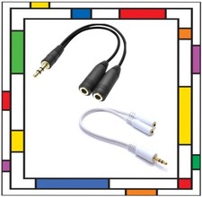 3.5mm HEADPHONE EARPHONE SPLITTER JACK Y MALE to 2 FEMALE CABLE AUDIO EXTENSION