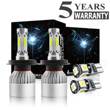For VW Transporter MK5 - 4X White Xenon HID High/Low/Side LED Headlight Bulb Set