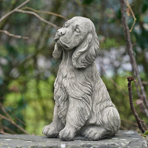 Spaniel stone statue animal - statue, |