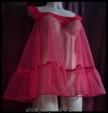 TWIRLY Vintage BABYDOLL Sheer Gown CHIFFON Sweep LINGERIE Mini Dress Vest Top XL