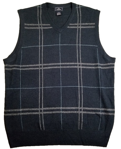 90s neck sleeveless plaid - v-neck,