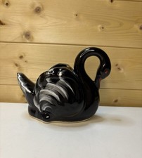 Vintage Black Swan Vase/Planter/Posey Jar 1950s Mid Century