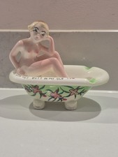 1950s Ashtray Ceramic Pin Up Girl Bath Tub Ashtray Vintage Kitsch Cheeky VGC