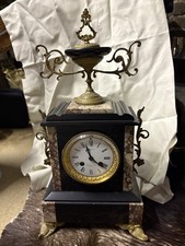 Mantel Clock with Classic Design Marble Case Old French Style Vintage Antique