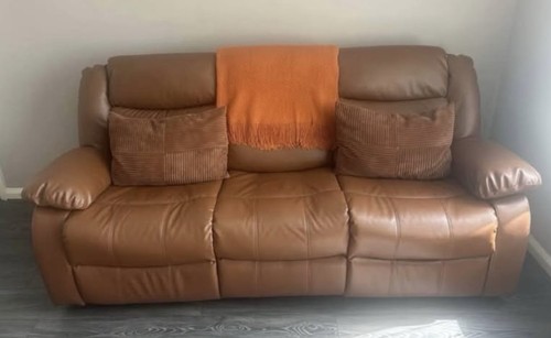 Brown leather seater - brown,