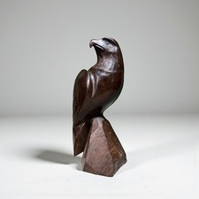 Dark wood Carved Hawk Statue