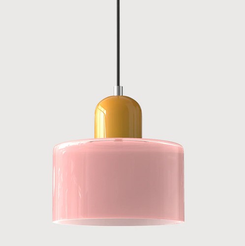 Pink and yellow glass bauhaus - and,