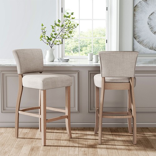 Linen barstool chairs - chairs, high