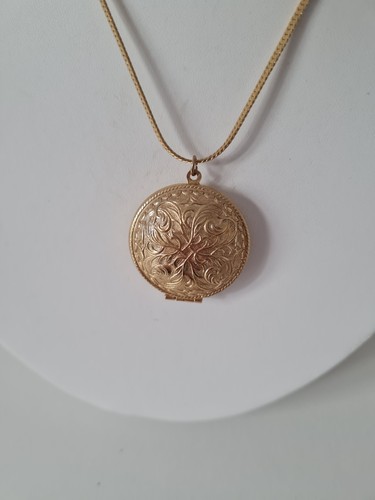 Vintage gold tone round - gold, avon