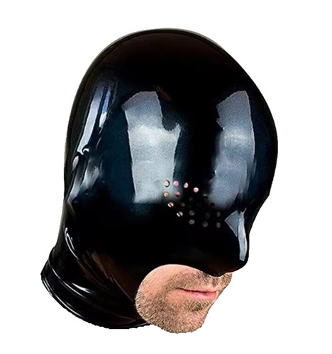 Unisex black latex rubber hood - rubber,