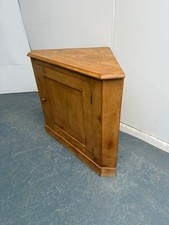 A Lovely Small 1 Door Antique / Old Pine Waxed Victorian Corner Cabinet
