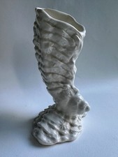 Vintage 1950s Sylvac Shell White Vase Ceramic Cornucopia /Horn Design Model 3523