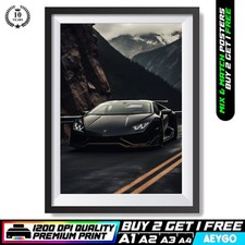 LAMBORGHINI HURACAN Wall Art Print Poster Super Sport Car Large Size A4 A3 A2 A1