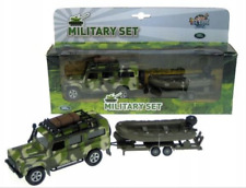 Military Set Car Land Rover Defender with Pontoon Model Toy Diecast 1:32 Scale