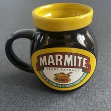 Marmite Mug Jar Shaped Black Yellow Ceramic Collectors Cup 300ml  Please Read