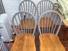 Vintage Dining Chairs x4 Elm Oak Seat Windsor Hoop Back for Kitchen Dining Hall 