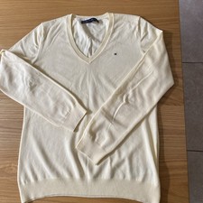Ladies TOMMY HILFIGER  Lemon Cotton V-neck Jumper Sweater Pullover Size Medium