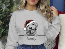 Labradoodle Christmas Sweatshirt Personalised Dog Name Unisex Santa Gift Jumper