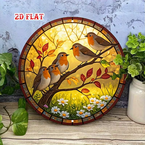 Robin metal plaque garden - garden, bird