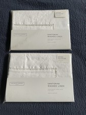 2 New The White Company Santorini Linen Oxford Pillowcases White 20x26 in