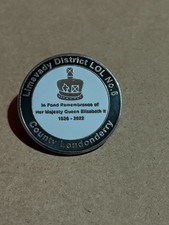 Orange Order Orange Lodge Ulster Loyalist In Memory of Queen Elizabeth II Badge.