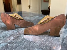 Antique Victorian Welsh Folk Art Copper Brass Shoes Boots Spill Matches Holder