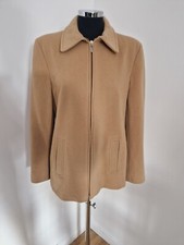 David Barry camel coat size 16 short vintage zip up lined cashmere winter wool
