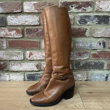 Ladies Dune London Tan Leather Knee High Boots - Size 37 (UK 4)