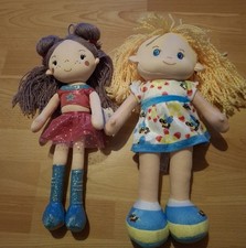 2 Soft Cuddly Toys Dolls Yellow Hair Snuggles Buddies Purple Venus Doll NWT