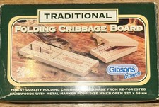 Traditional Travel Folding Cribbage Hardwood Board With Pegs Gibsons Games. 