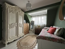 French Louis style heavy carved wardrobe Shabby Chic