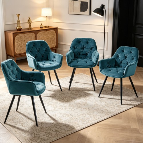 Set dining chairs velvet - of, 4