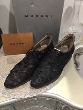 Vintage Muxart Black Slip On Wedged Low Heel Shoes Size 38