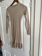 Lovely Ladies Beige Ribbed Long Sleeved Jumper Dress - Size: XS 