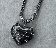Metal Heart Pendant Necklace 925
