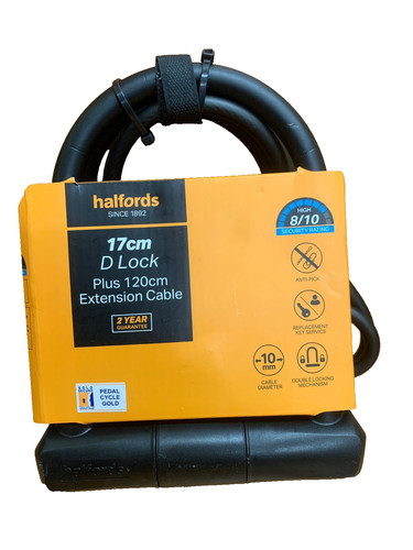 Halfords 17cm lock 120cm - 17cm, d-lock