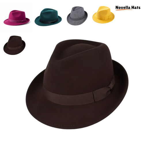 Men wool trilby hat - wool,