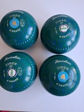 Henselite Tiger II Lawn Bowls Size 4 Heavy Green Dated 2023 with Carry Bag