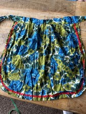 Vintage Blue Floral Half Tied Apron with two Pocket 1950s Handmade