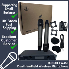 TONOR TW450 Wireless Microphones, Cordless Dual Handheld Dynamic Karaoke Mic