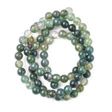 Green Moss Agate Beads Plain